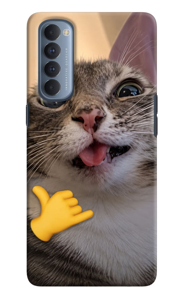 Silly Cat Call Oppo Reno4 Pro Hard Case Back Cover by Casekaro