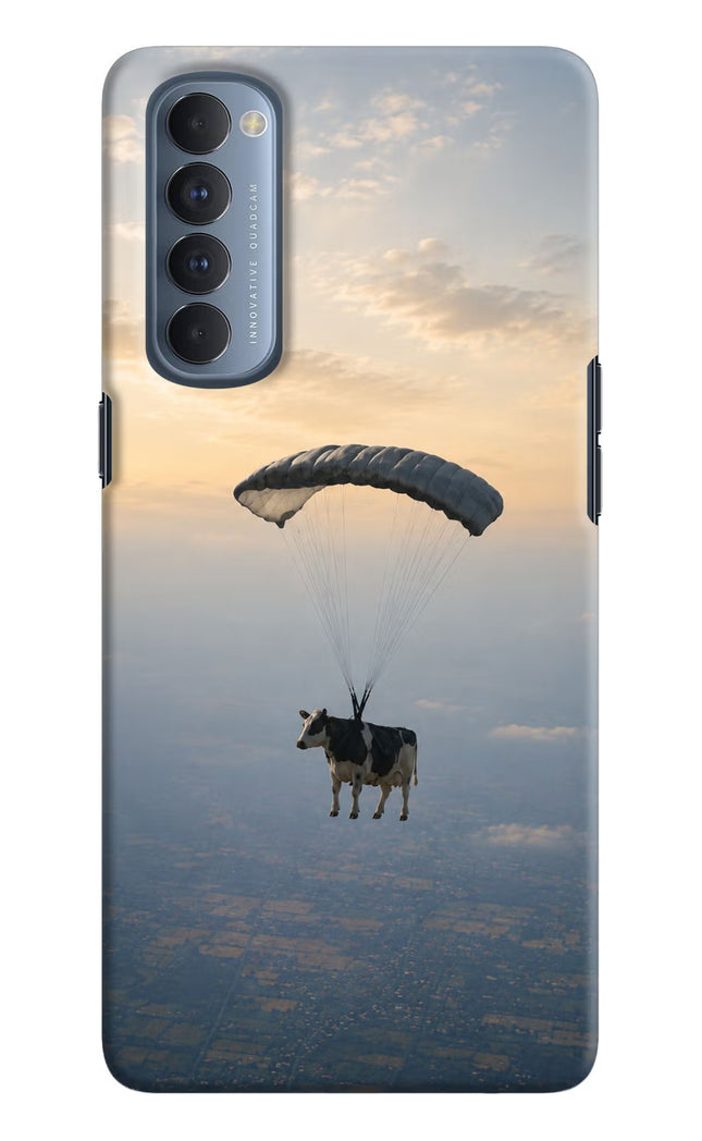 Skydiving Cow Oppo Reno4 Pro Hard Case Back Cover by Casekaro