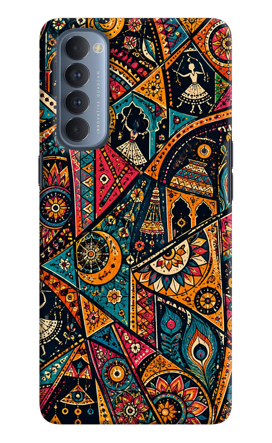 Folk Print Oppo Reno4 Pro Back Cover, Hard case