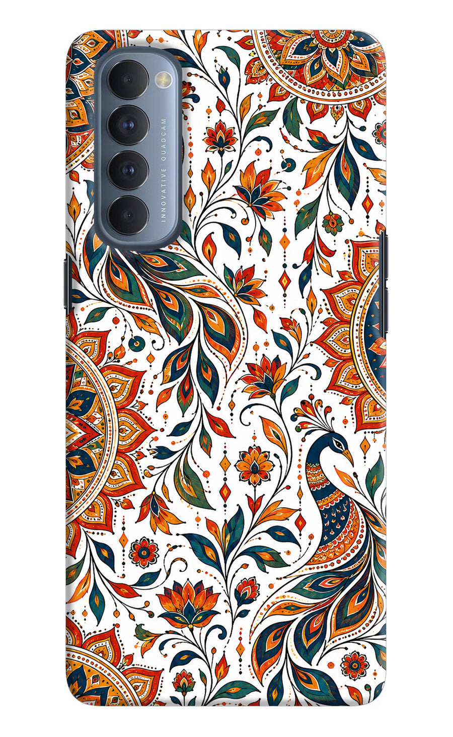 White Mayura Oppo Reno4 Pro Back Cover, Hard case