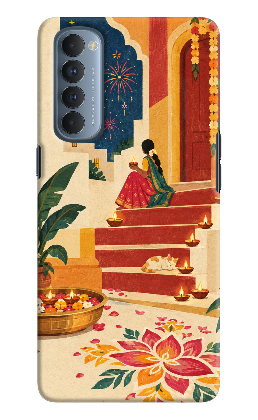 Diwali Rangoli Oppo Reno4 Pro Back Cover, Hard case