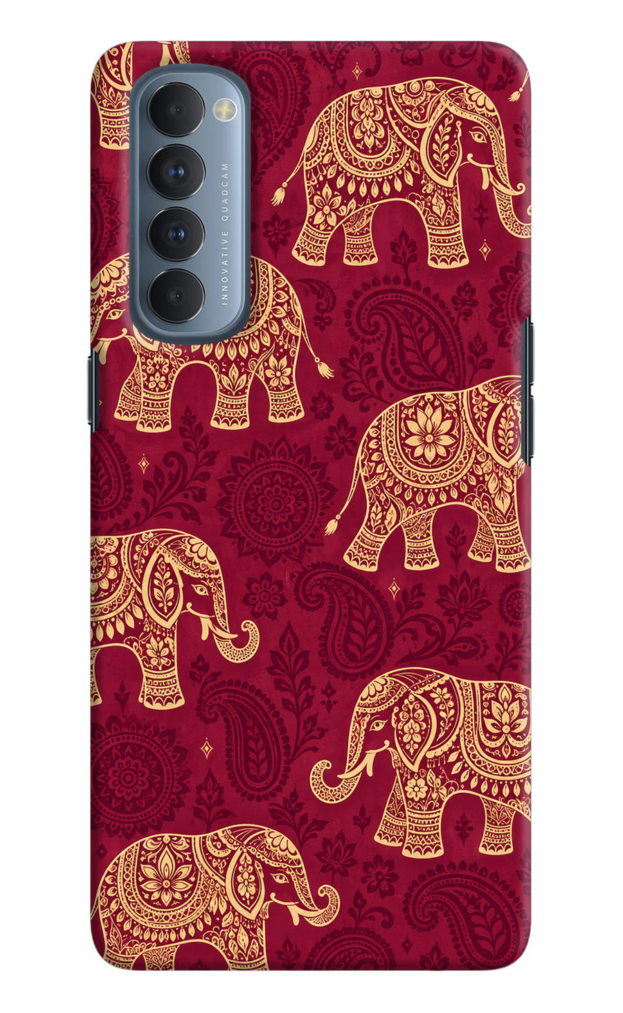 Maroon Elephant Oppo Reno4 Pro Back Cover, Hard case