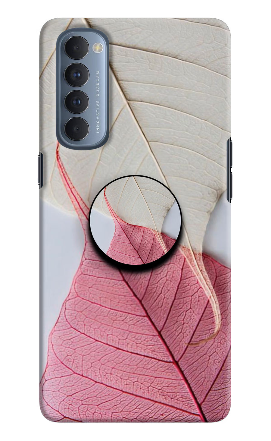 White Pink Leaf Oppo Reno4 Pro Pop Case, Hard case