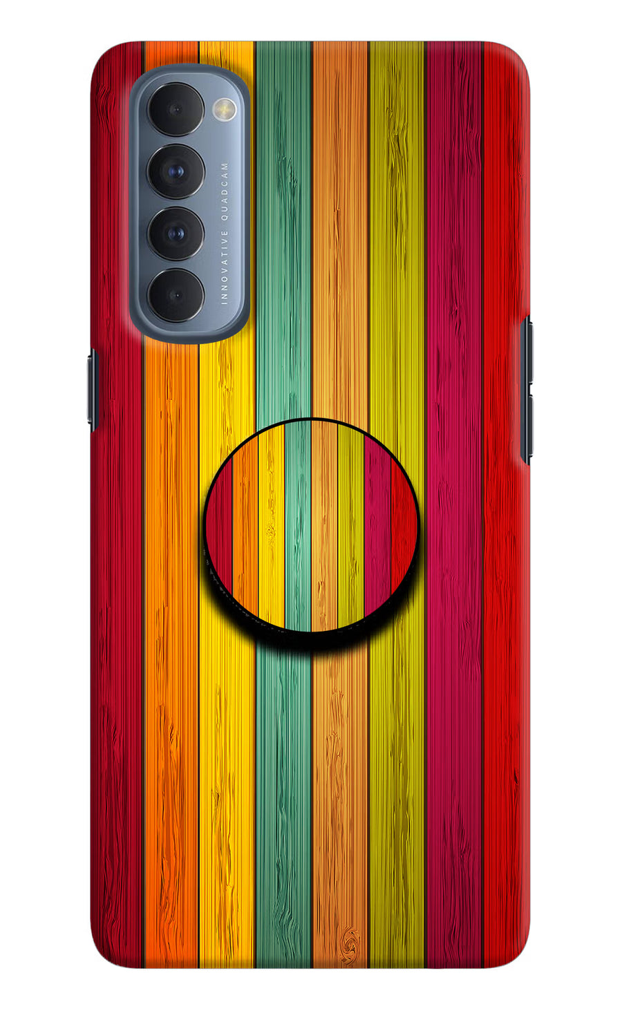 Multicolor Wooden Oppo Reno4 Pro Pop Case, Hard case