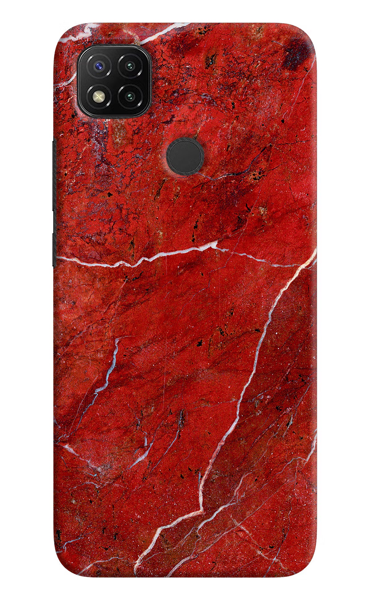 Red Marble Design Redmi 9 Hard Case Back Cover by Casekaro