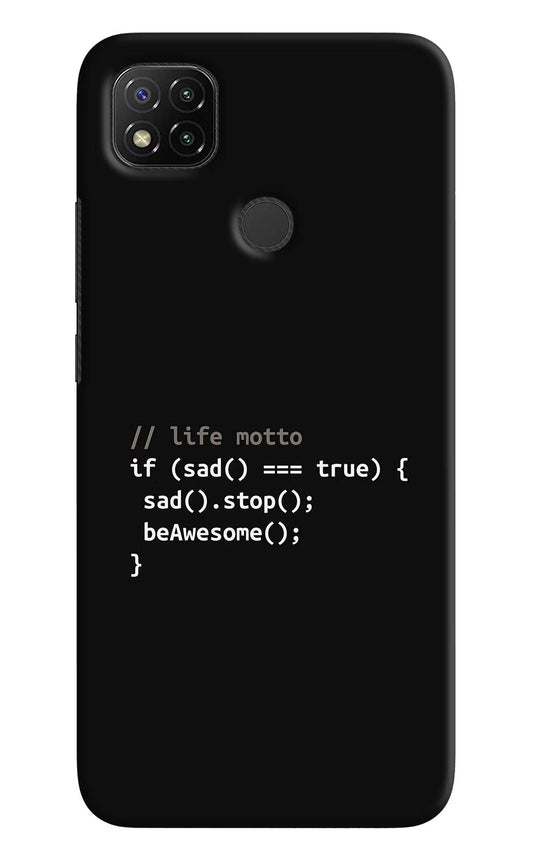 Life Motto Code Redmi 9 Hard Case Back Cover by Casekaro
