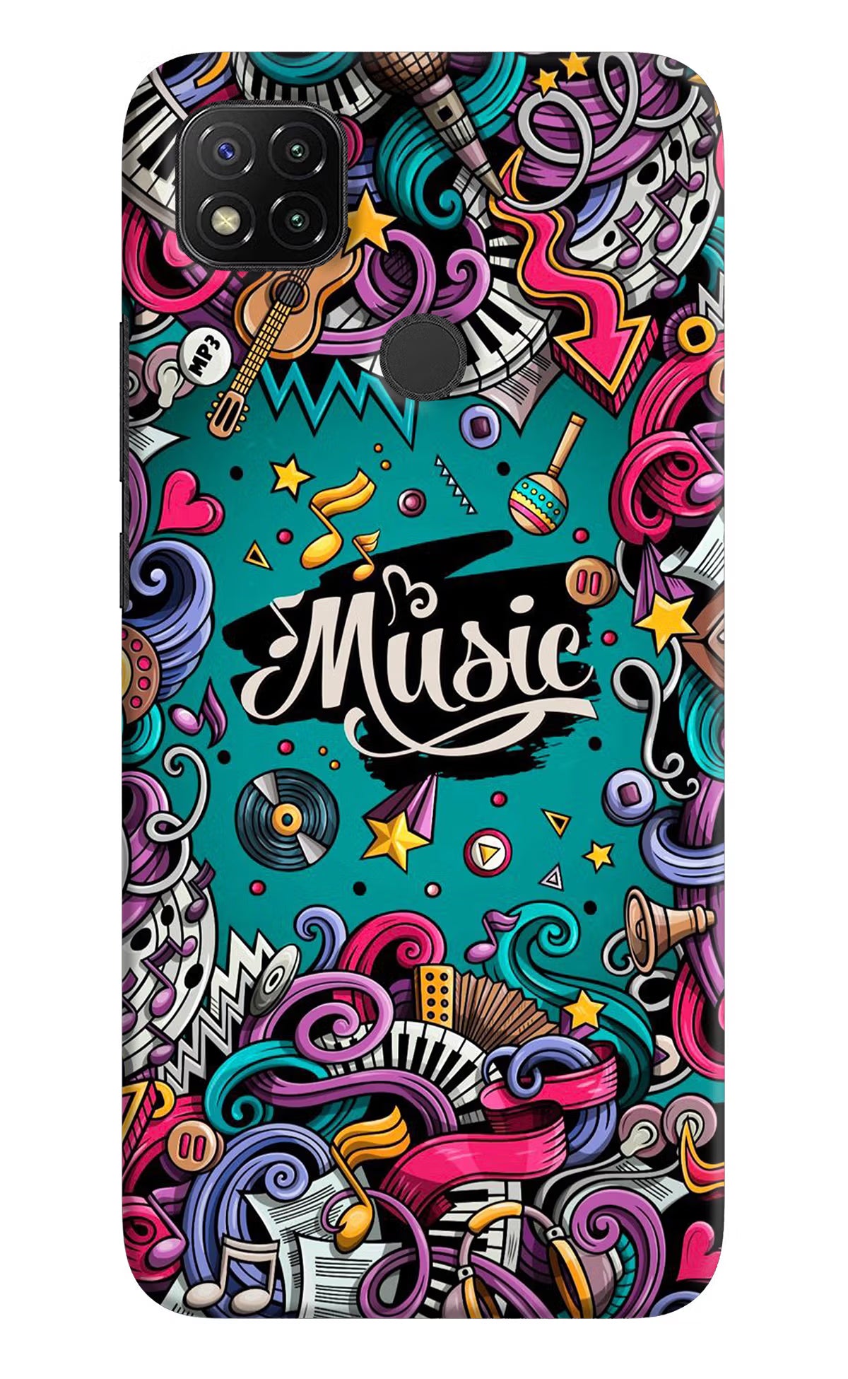 Music Graffiti Redmi 9 Hard Case Back Cover by Casekaro
