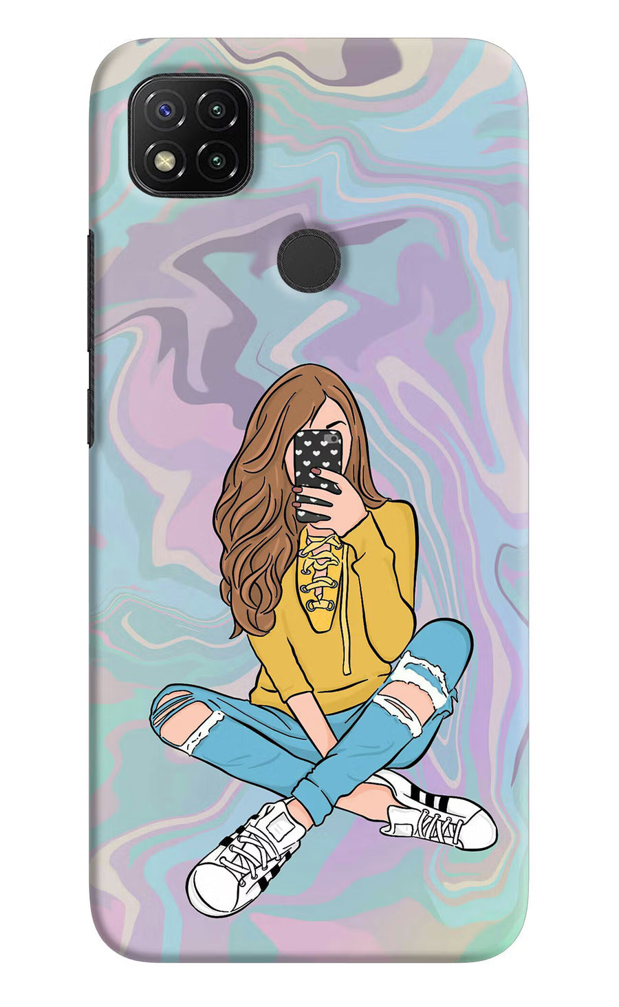 Selfie Girl Redmi 9 Back Cover, Hard case