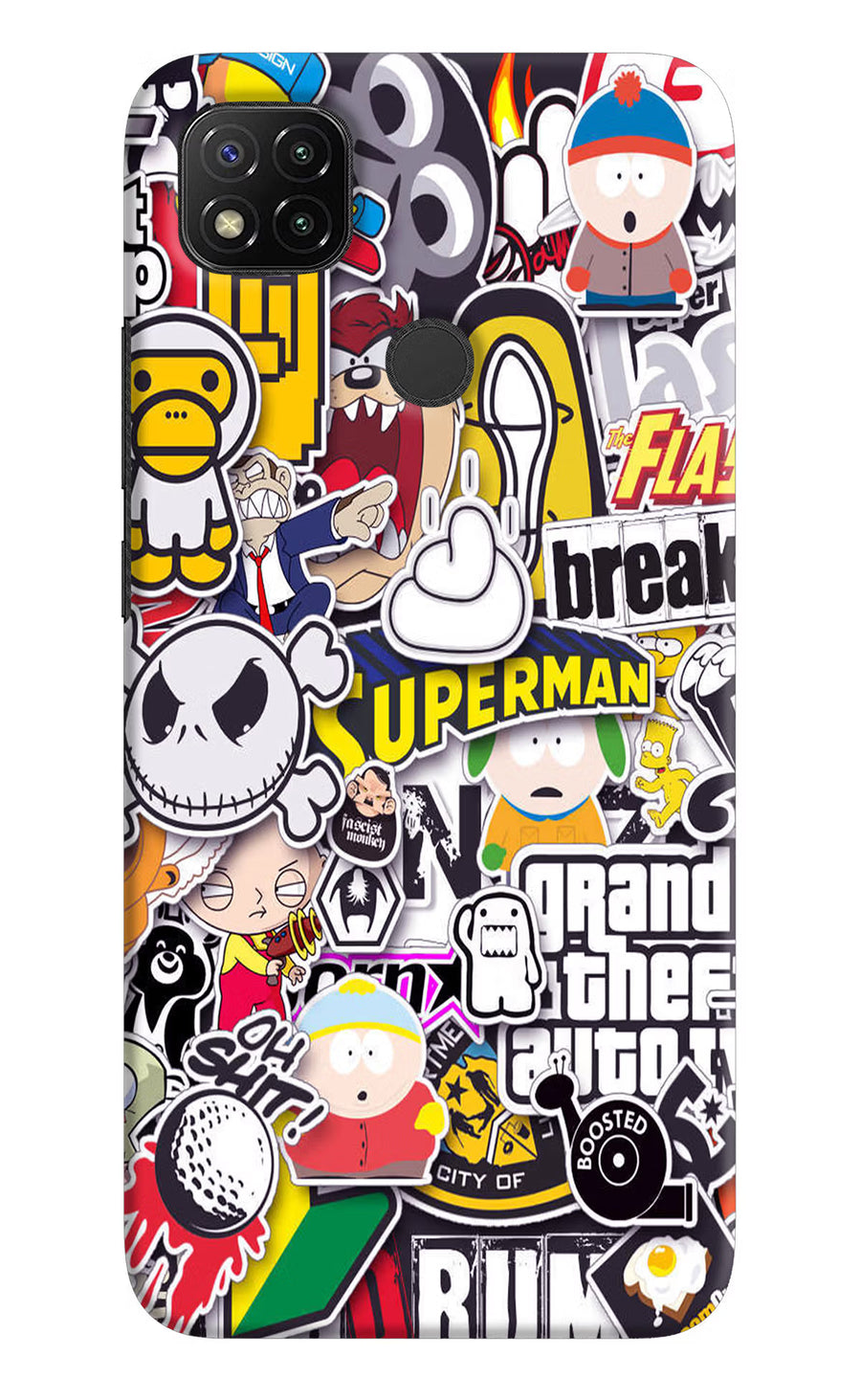 Sticker Bomb Redmi 9 Back Cover, Hard case