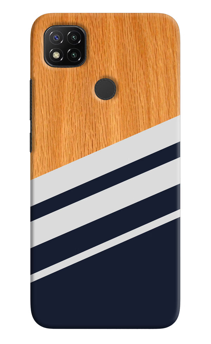 Blue and white wooden Redmi 9 Back Cover, Hard case