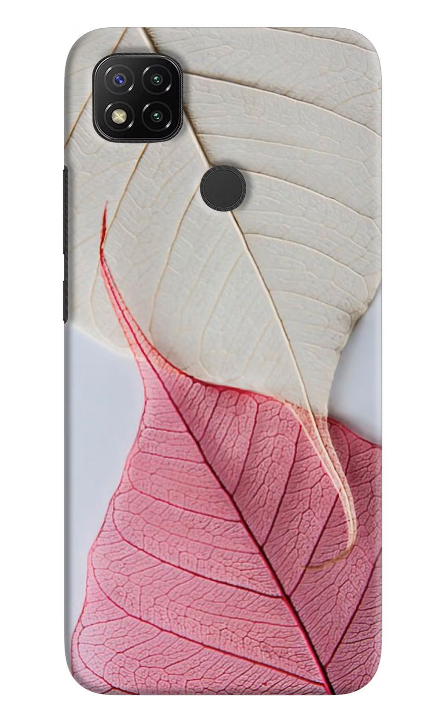 White Pink Leaf Redmi 9 Back Cover, Hard case