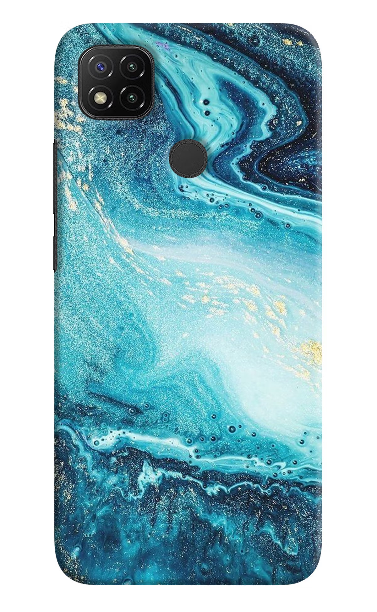 Blue Glitter Marble Redmi 9 Hard Case Back Cover by Casekaro
