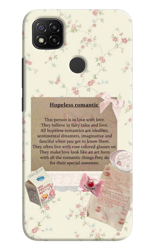 Hopeless Romantic Redmi 9 Hard Case Back Cover by Casekaro