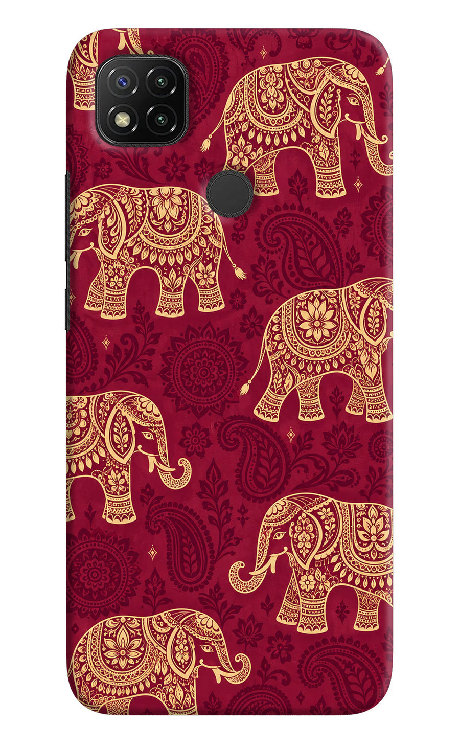 Maroon Elephant Redmi 9 Back Cover, Hard case
