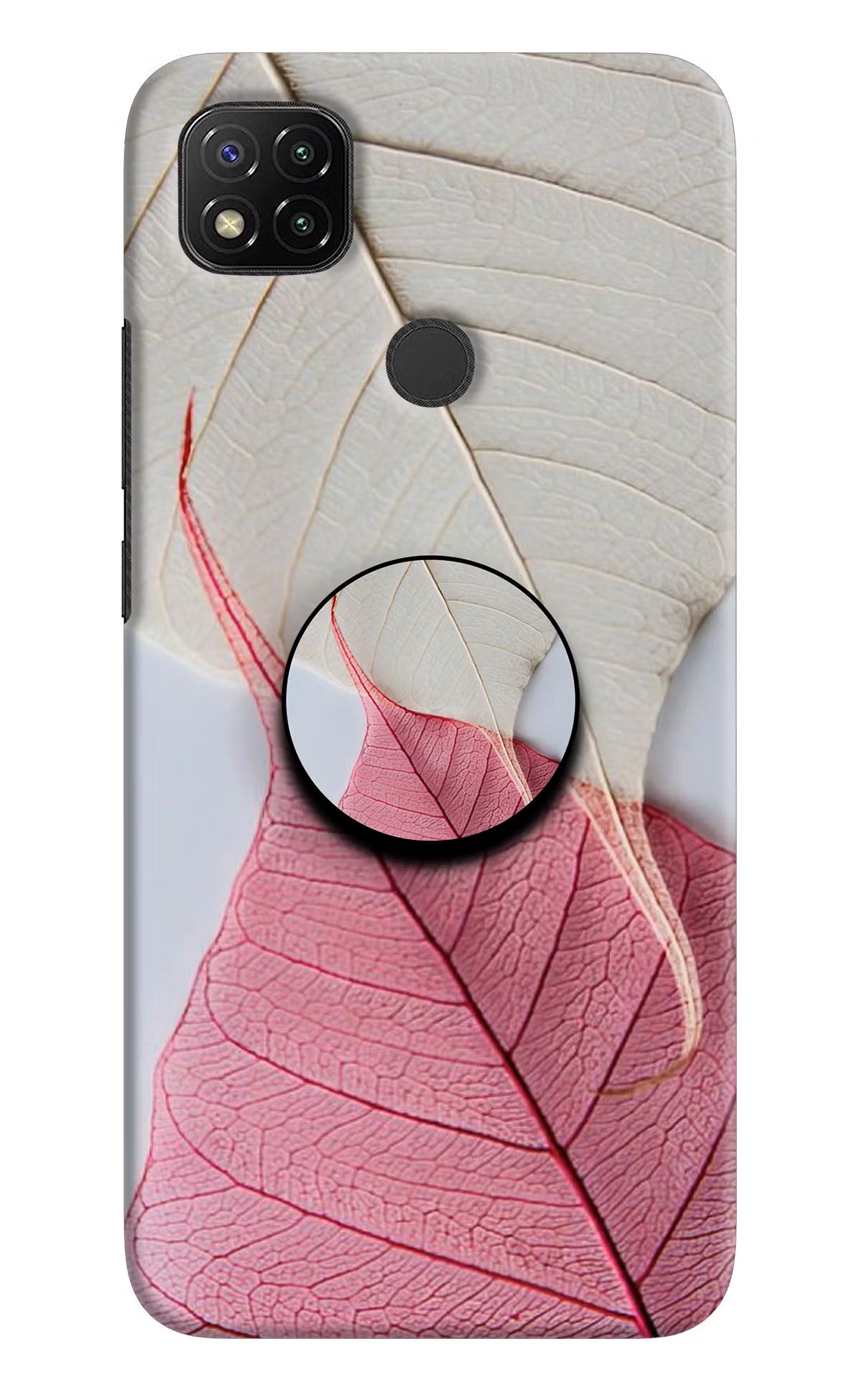 White Pink Leaf Redmi 9 Pop Case by Casekaro