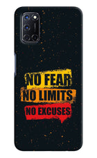 No Fear No Limits No Excuse Oppo A52 Hard Case Back Cover by Casekaro