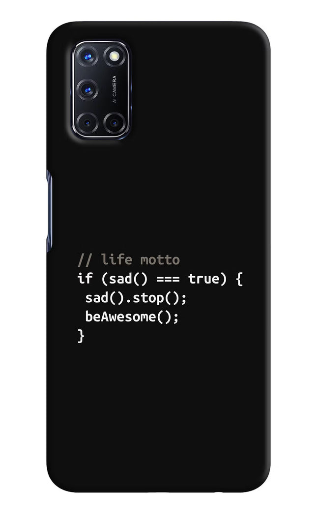 Life Motto Code Oppo A52 Hard Case Back Cover by Casekaro