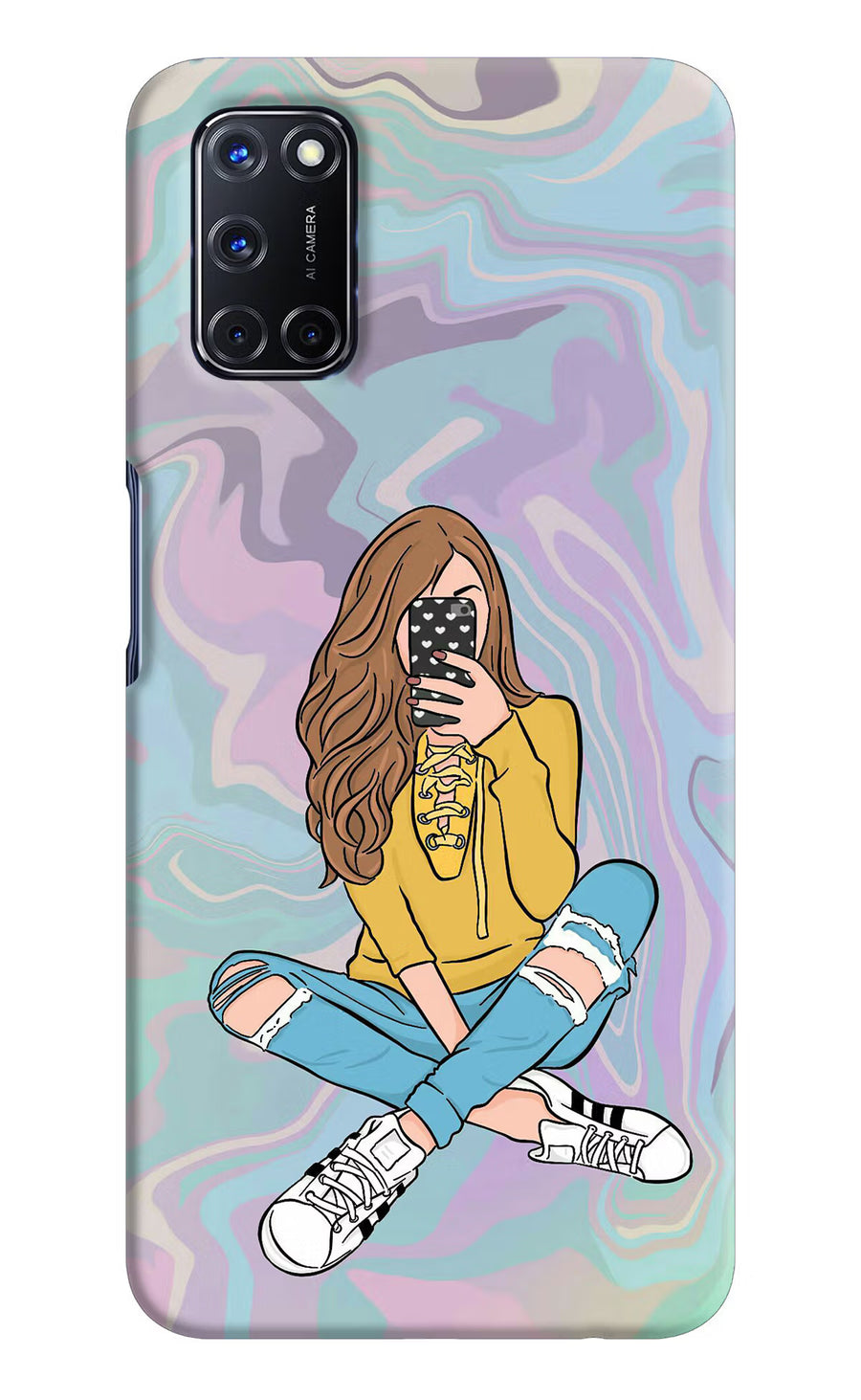 Selfie Girl Oppo A52 Back Cover, Hard case