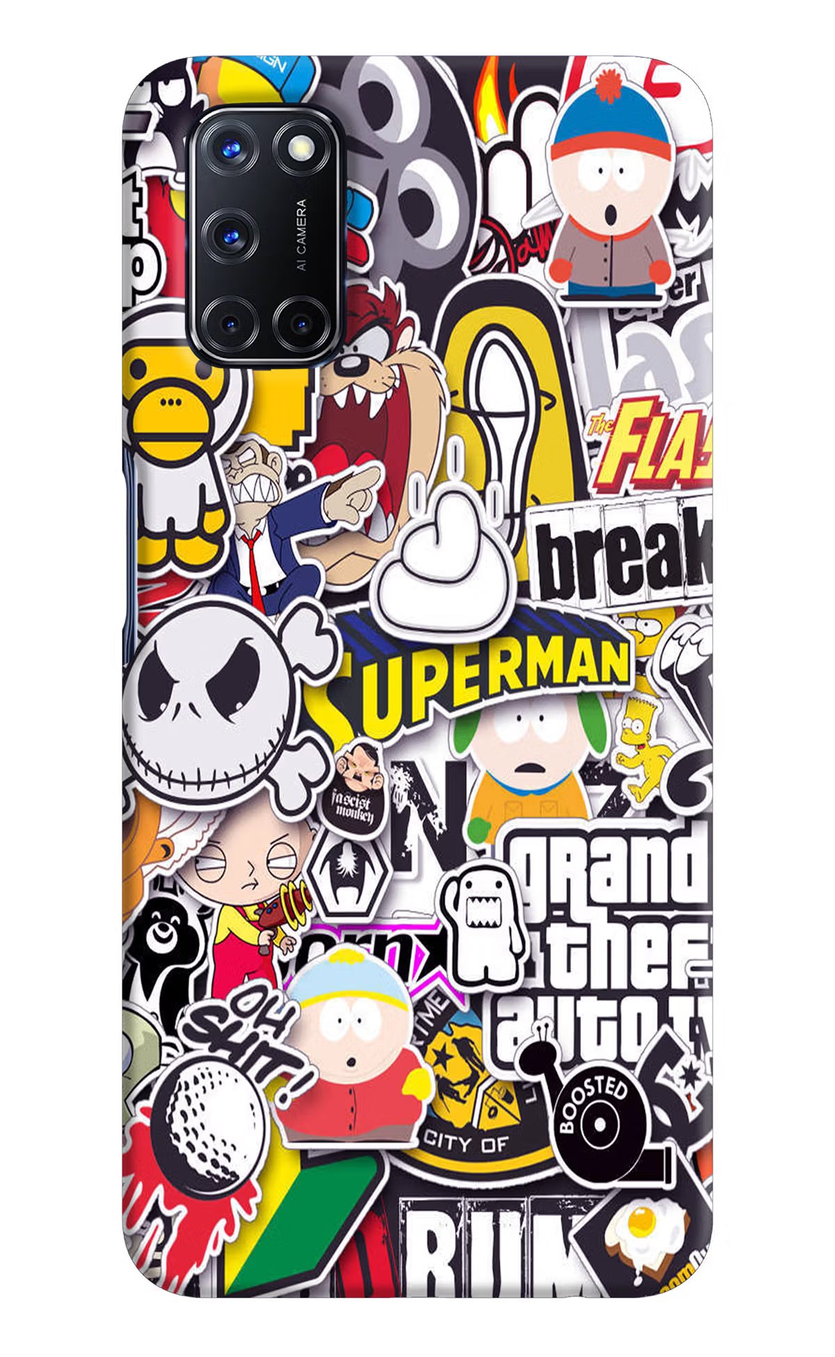 Sticker Bomb Oppo A52 Hard Case Back Cover by Casekaro