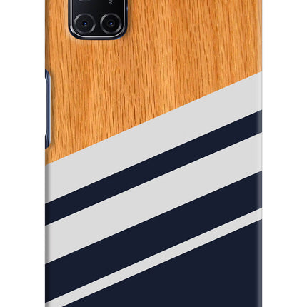 Blue and white wooden Oppo A52 Hard Case Back Cover by Casekaro