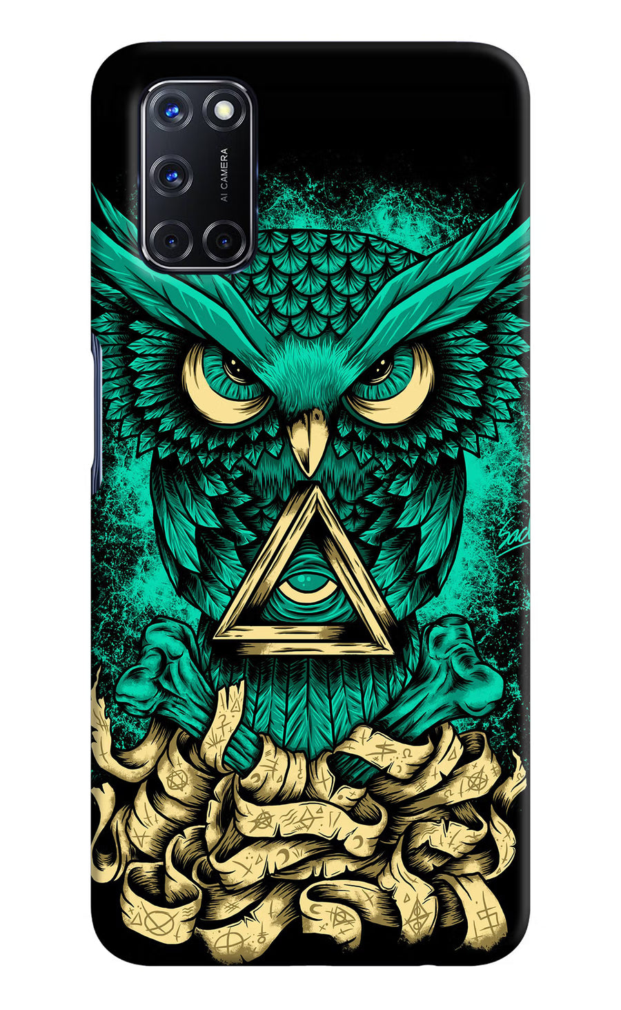 Green Owl Oppo A52 Back Cover, Hard case