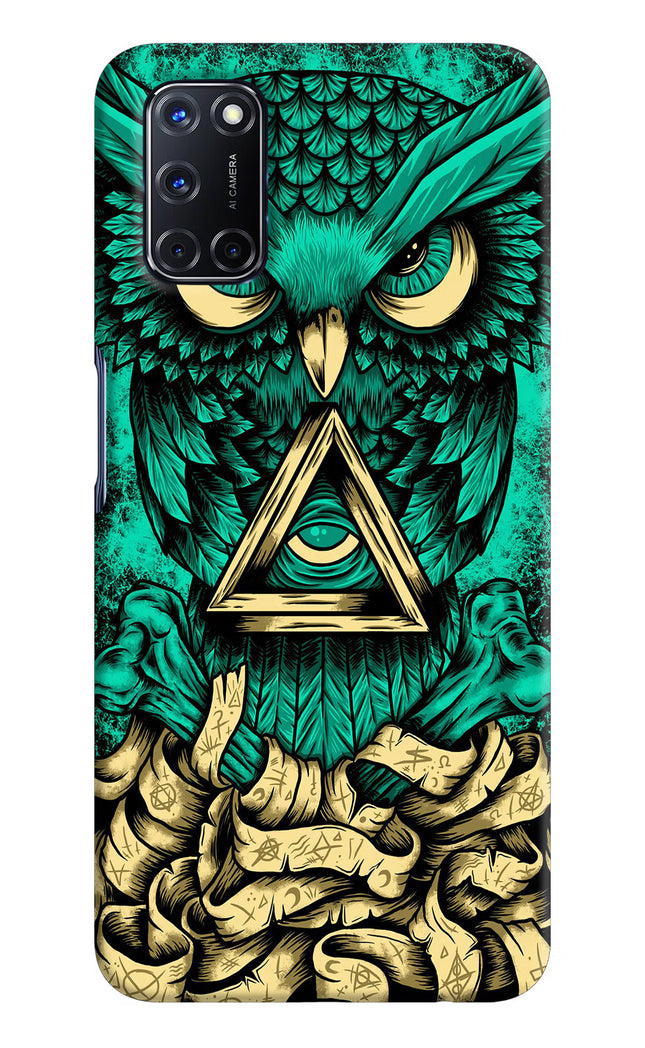 Green Owl Oppo A52 Hard Case Back Cover by Casekaro