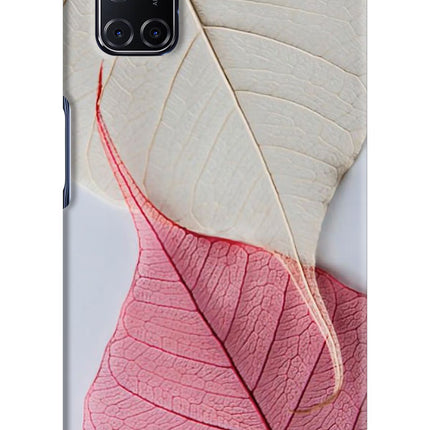 White Pink Leaf Oppo A52 Hard Case Back Cover by Casekaro
