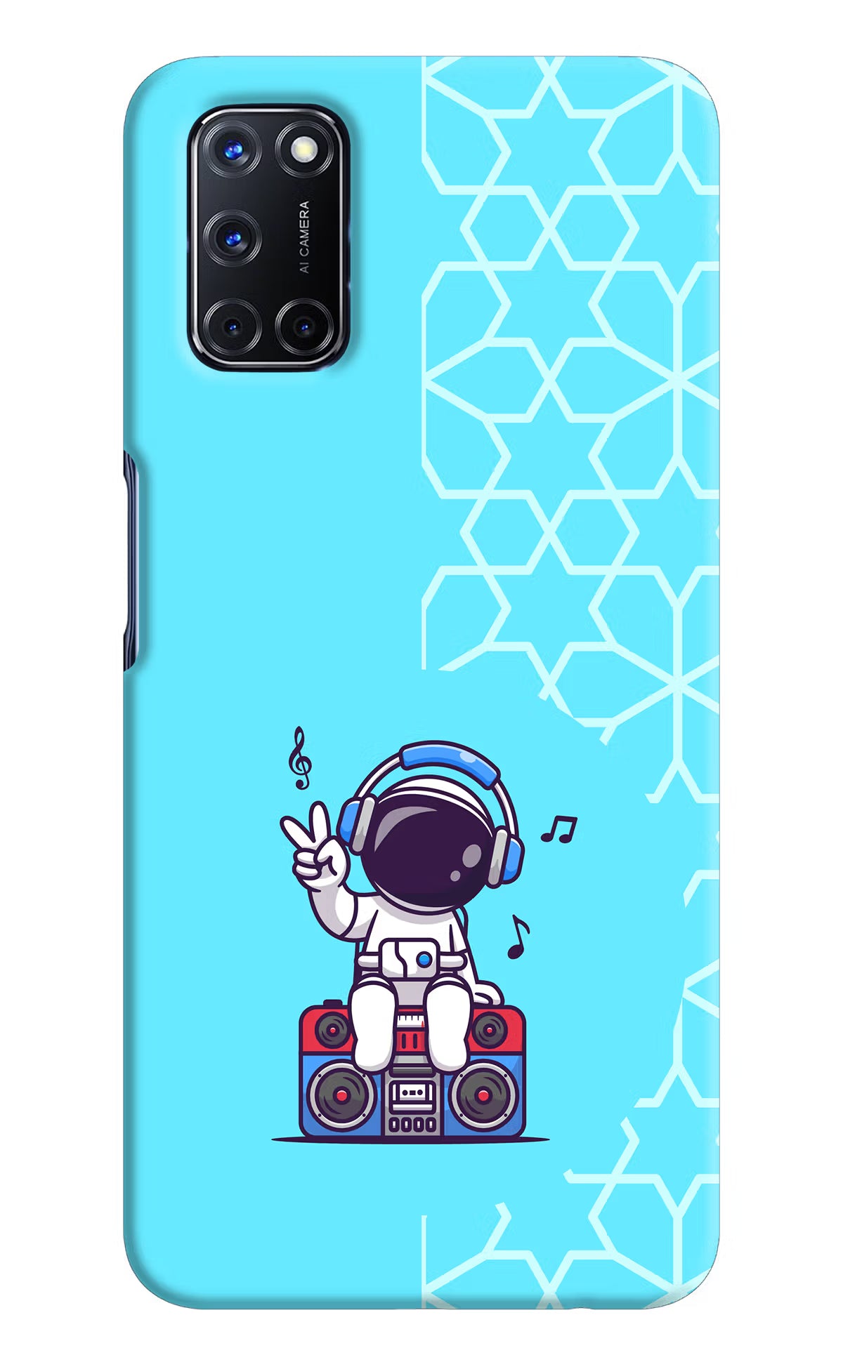 Cute Astronaut Chilling Oppo A52 Hard Case Back Cover by Casekaro