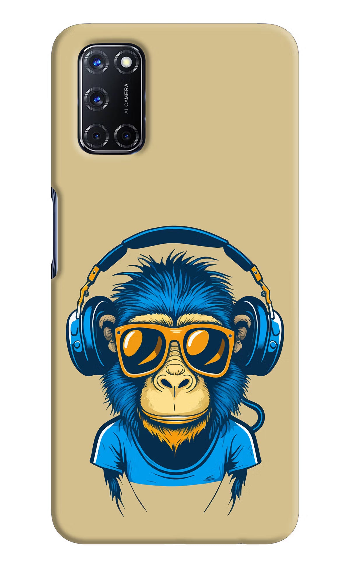 Monkey Headphone Oppo A52 Hard Case Back Cover by Casekaro