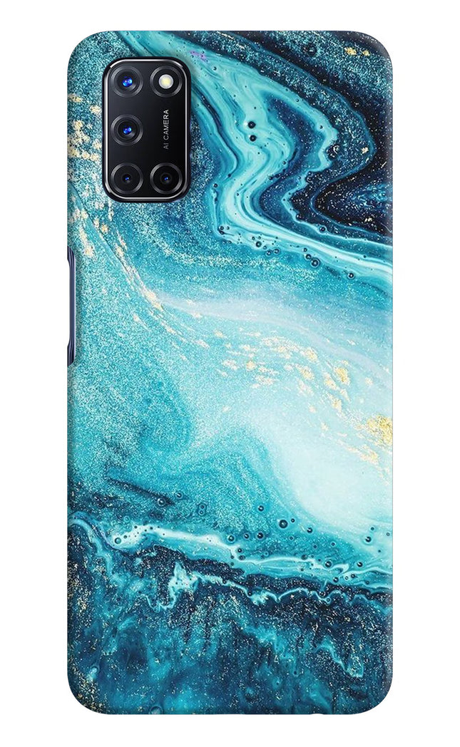 Blue Glitter Marble Oppo A52 Hard Case Back Cover by Casekaro