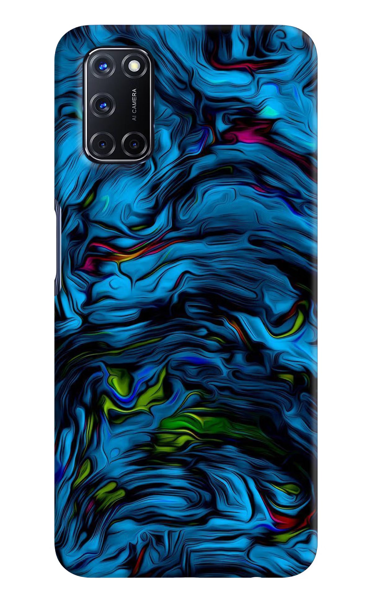 Dark Blue Abstract Oppo A52 Hard Case Back Cover by Casekaro