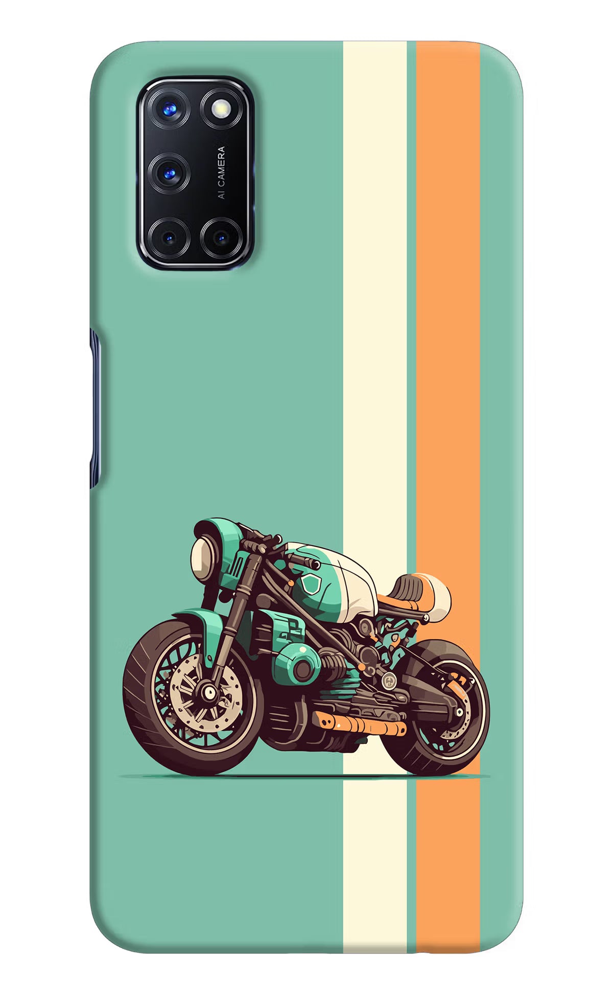 Striped Moto Drift Oppo A52 Hard Case Back Cover by Casekaro