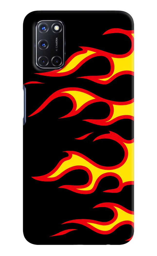 Side Sweep Flames Oppo A52 Hard Case Back Cover by Casekaro