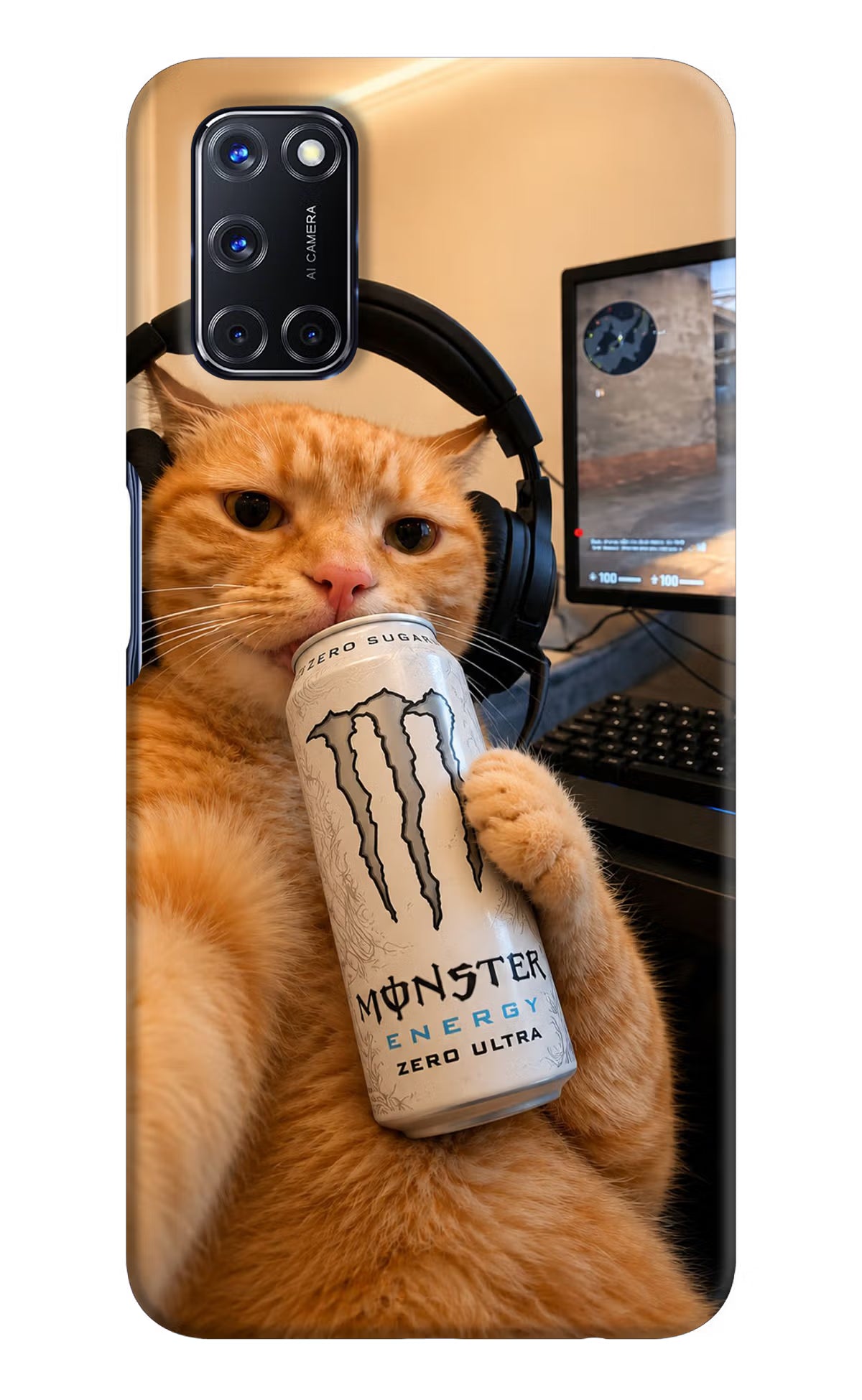 Gamer Cat Energy Oppo A52 Back Cover