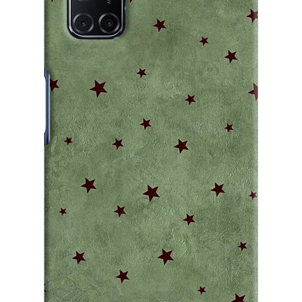 Green Stars Oppo A52 Hard Case Back Cover by Casekaro