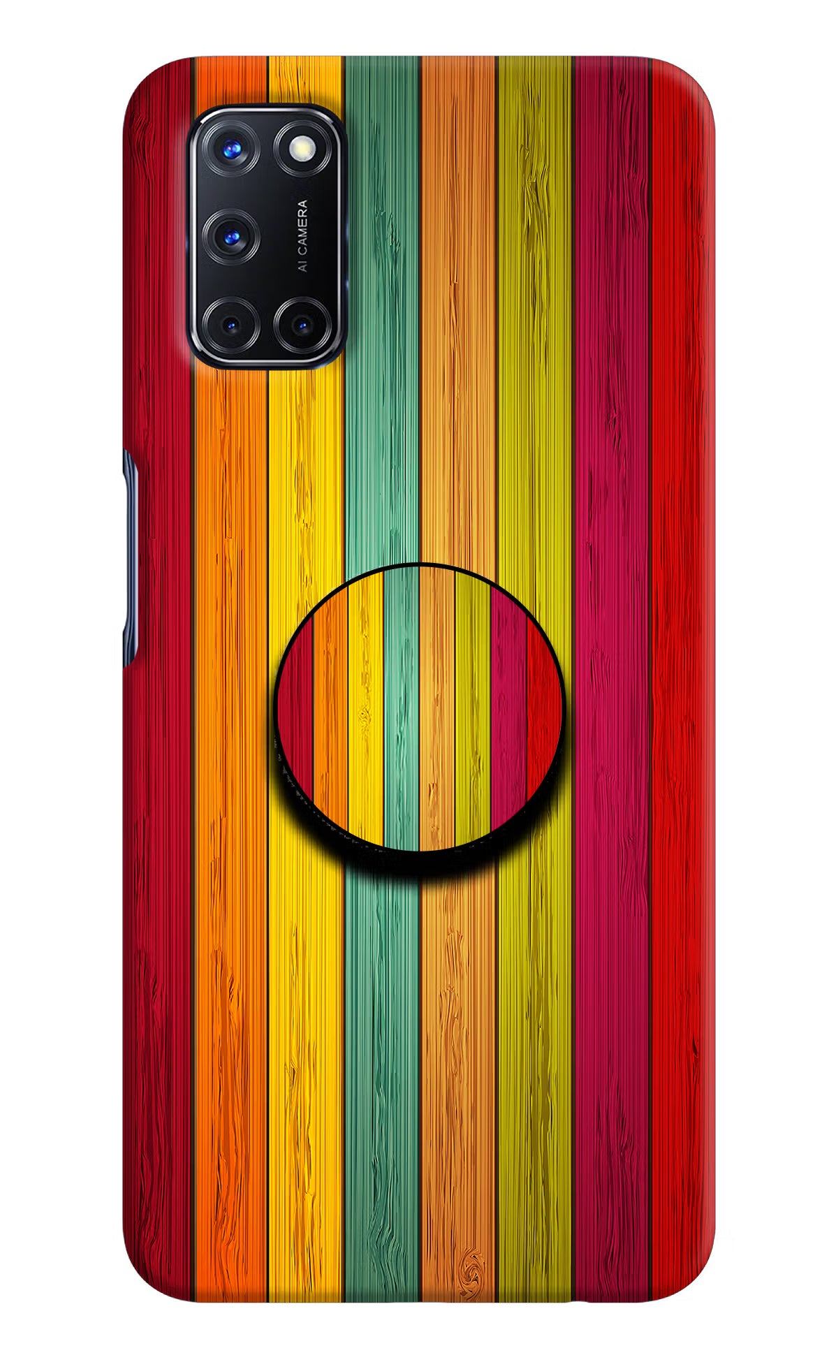 Multicolor Wooden Oppo A52 Pop Case by Casekaro