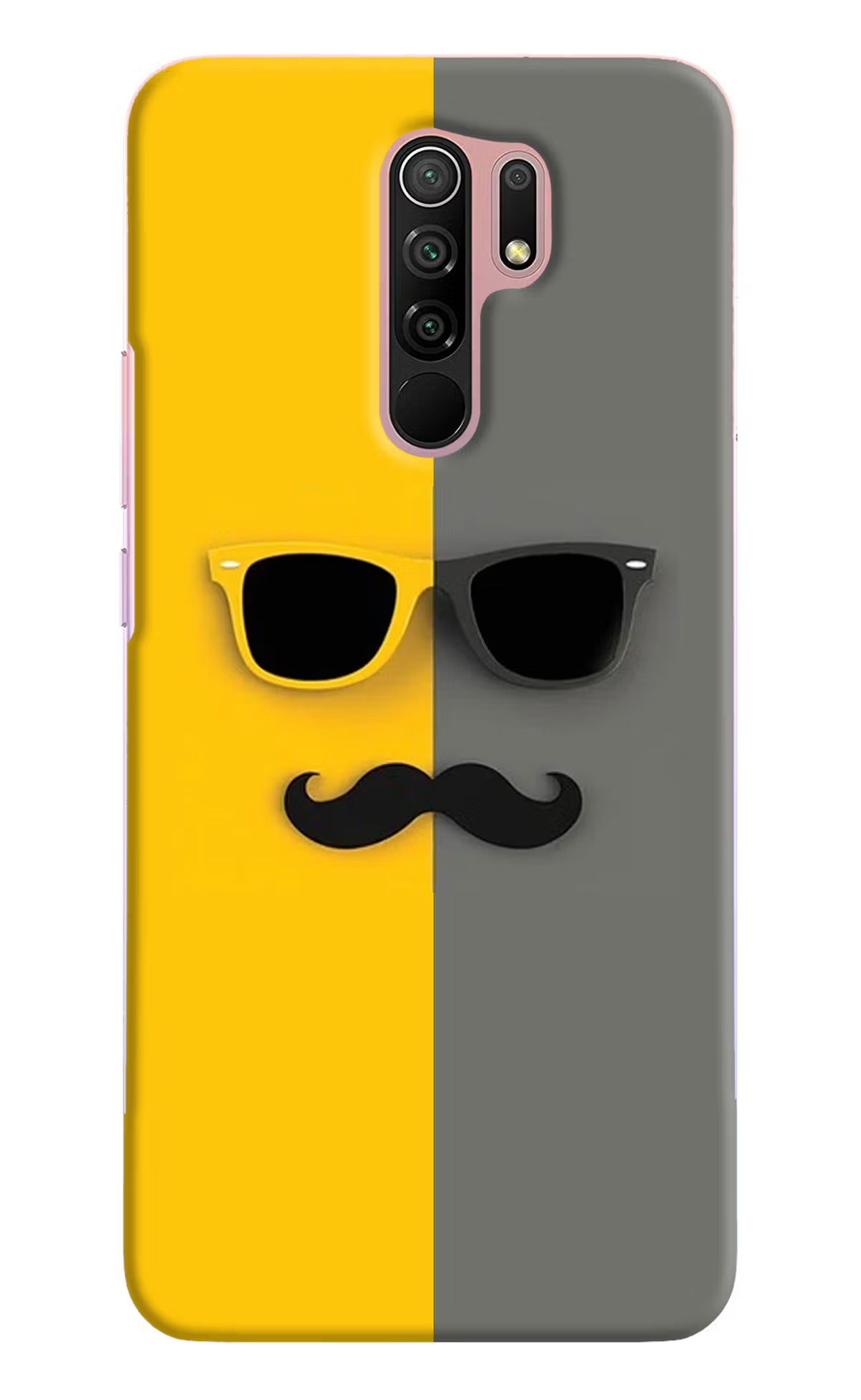 Sunglasses with Mustache Redmi 9 Prime/Poco M2/M2 reloaded Hard Case Back Cover by Casekaro
