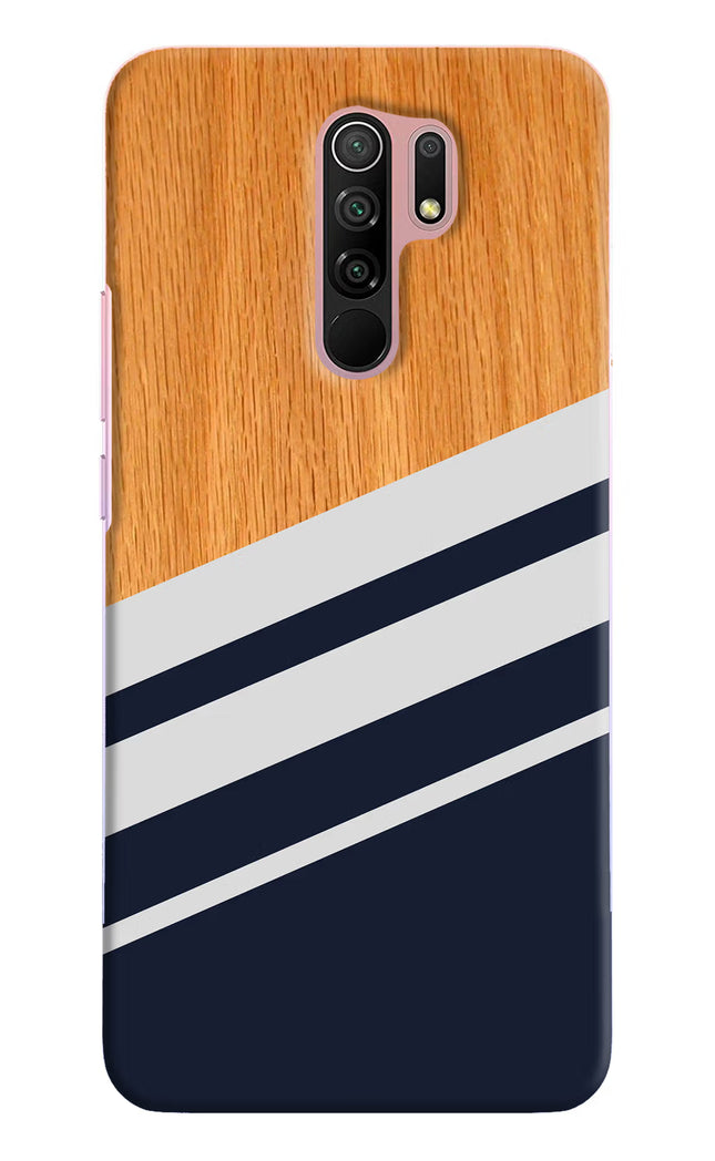 Blue and white wooden Redmi 9 Prime/Poco M2/M2 reloaded Hard Case Back Cover by Casekaro