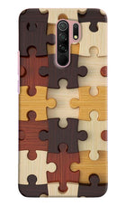 Wooden Puzzle Redmi 9 Prime/Poco M2/M2 reloaded Hard Case Back Cover by Casekaro