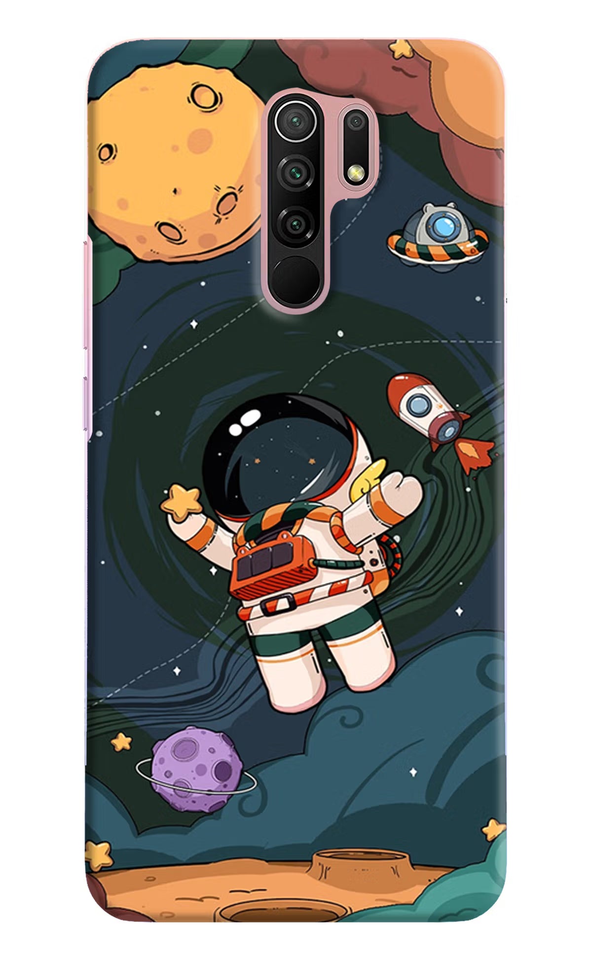 Cartoon Astronaut Redmi 9 Prime/Poco M2/M2 reloaded Hard Case Back Cover by Casekaro