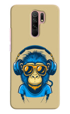 Monkey Headphone Redmi 9 Prime/Poco M2/M2 reloaded Hard Case Back Cover by Casekaro