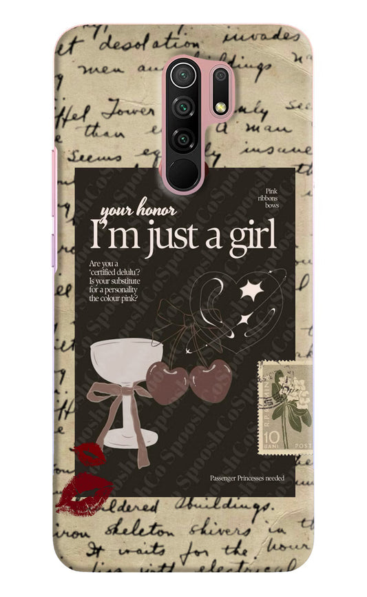 I am just a girl Redmi 9 Prime/Poco M2/M2 reloaded Hard Case Back Cover by Casekaro