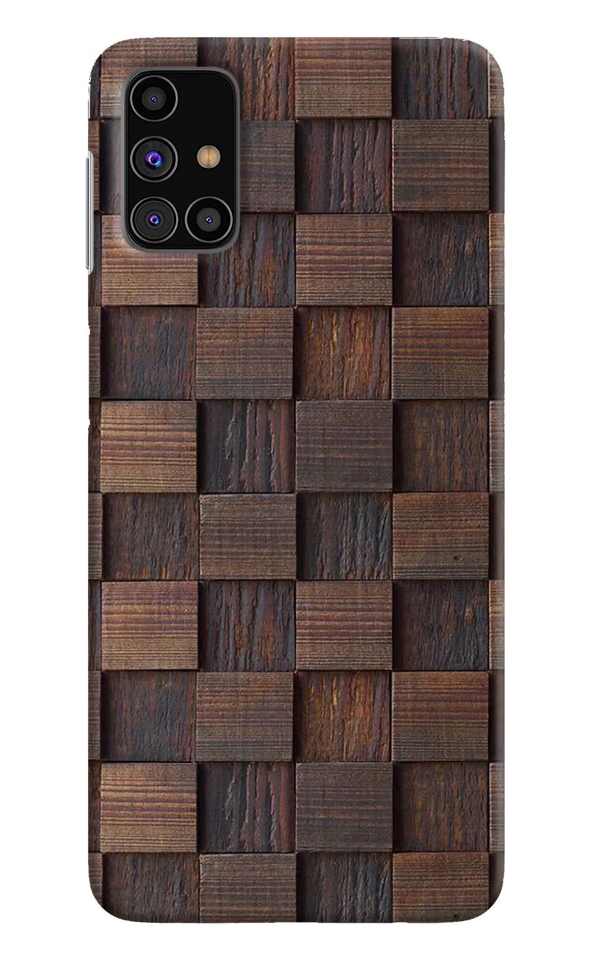Wooden Cube Design Samsung M31s Hard Case Back Cover by Casekaro