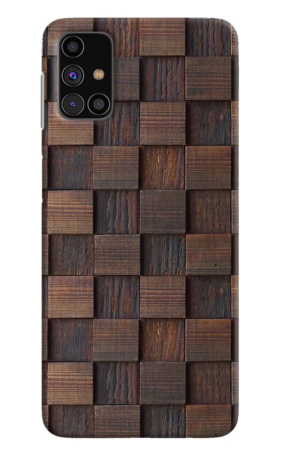 Wooden Cube Design Samsung M31s Back Cover, Hard case