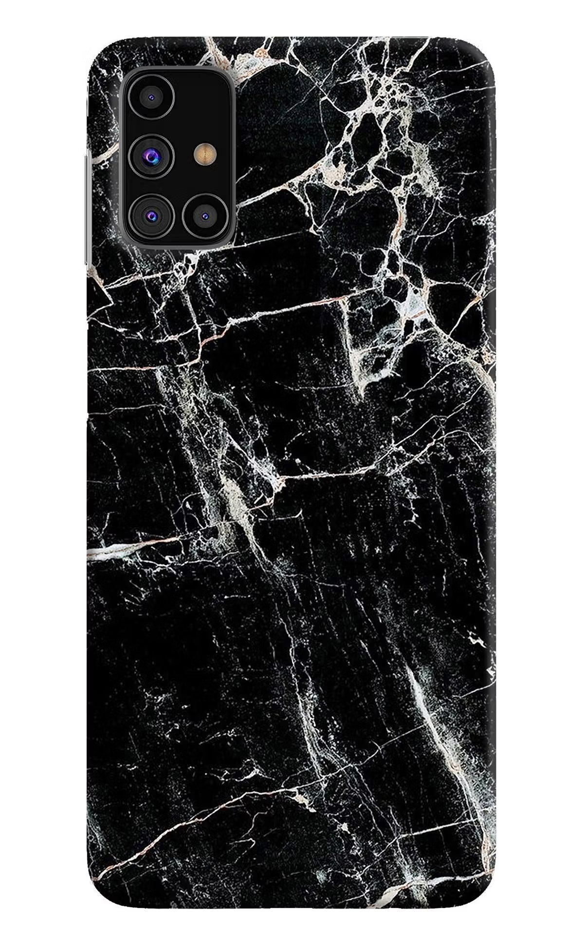 Black Marble Texture Samsung M31s Hard Case Back Cover by Casekaro
