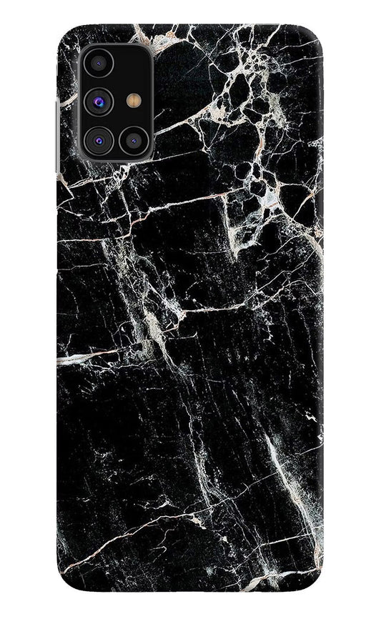 Black Marble Texture Samsung M31s Hard Case Back Cover by Casekaro