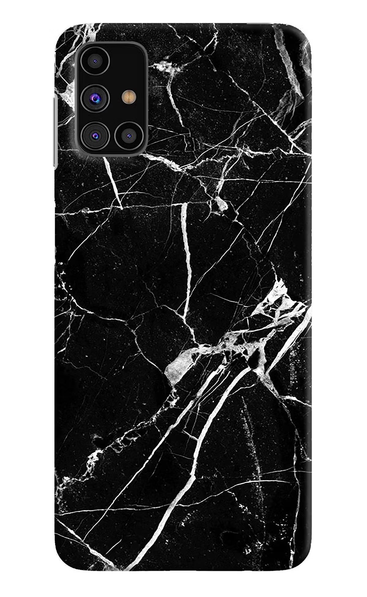 Black Marble Pattern Samsung M31s Hard Case Back Cover by Casekaro