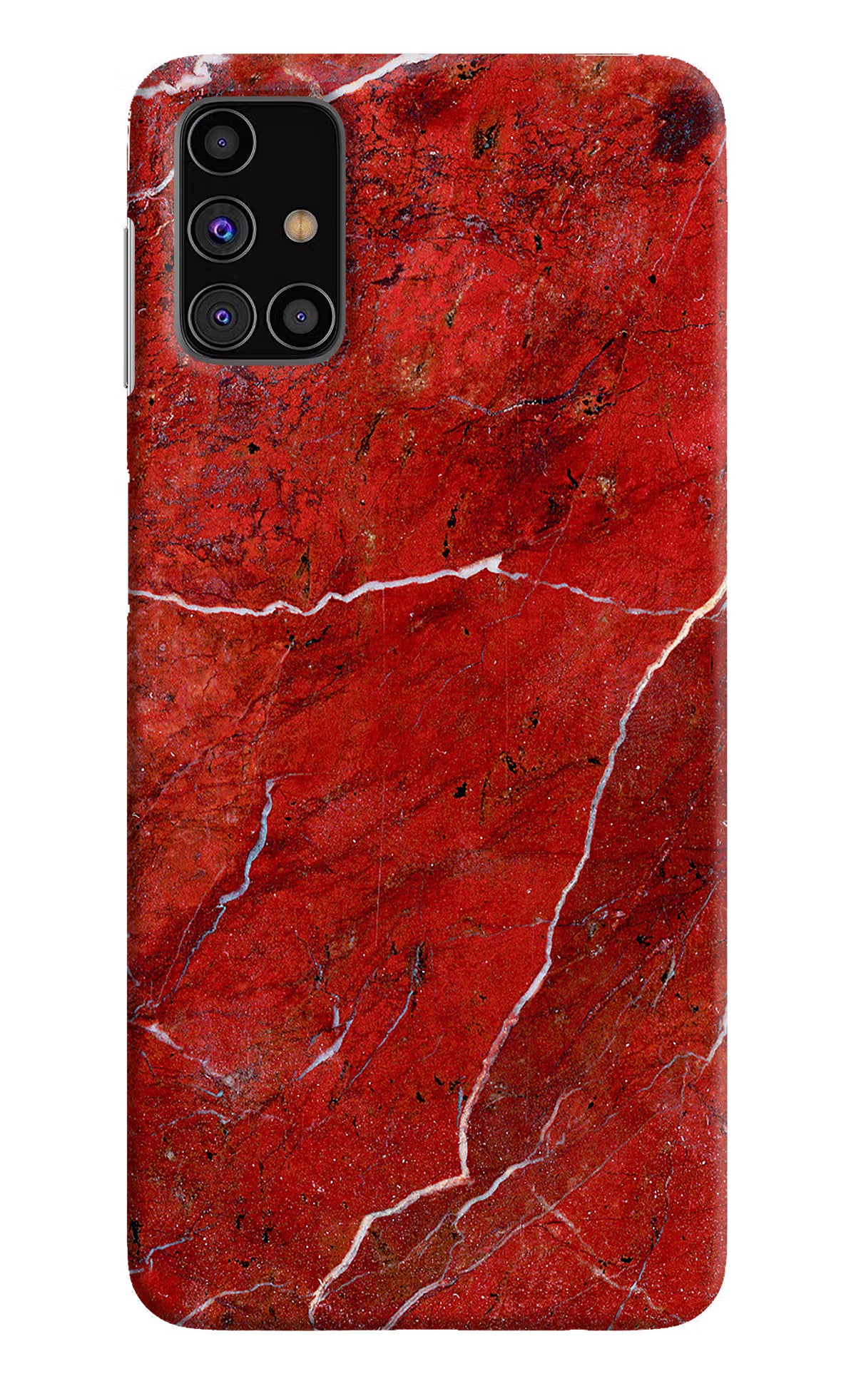 Red Marble Design Samsung M31s Hard Case Back Cover by Casekaro
