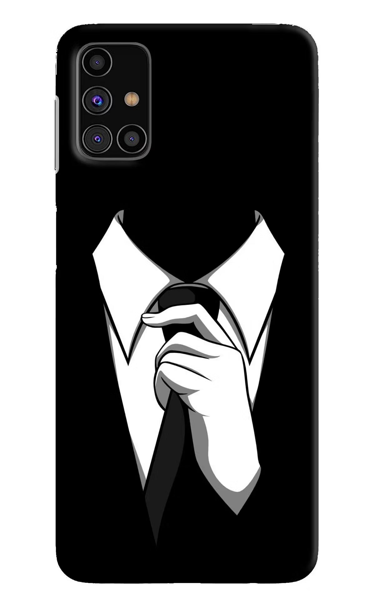 Black Tie Samsung M31s Hard Case Back Cover by Casekaro