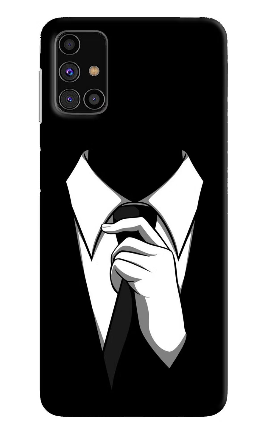 Black Tie Samsung M31s Back Cover, Hard case